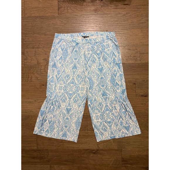 Tolani Collection Pants - NWT Tolani Collection Rosaleen Pants Womens 2XP Blue Ikat Ruffle Wide Leg‎ Boho